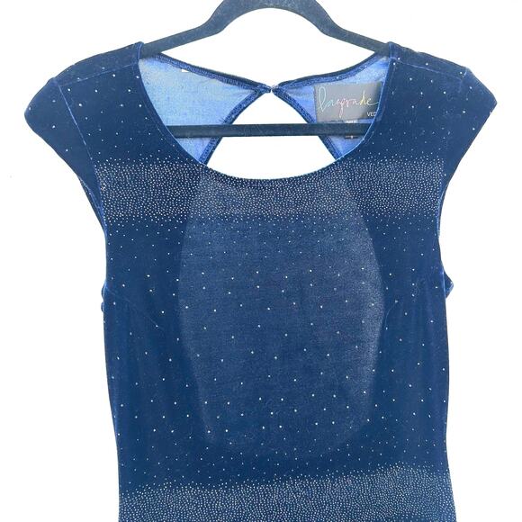 Vintage Y2K Celestial Velvet Blue Sparkly Whimsygoth Backless Mini Dress Small - Picture 4 of 8